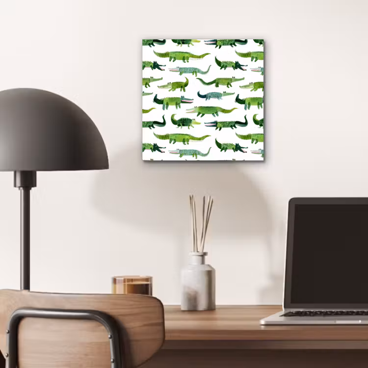 Aluminium schilderij - krokodillen - Speels - Groen — 6