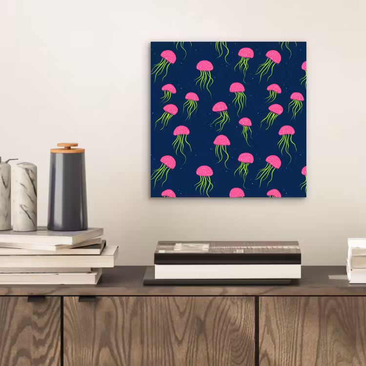 Aluminium schilderij - Kwallen - Diepzee - Neon — 2