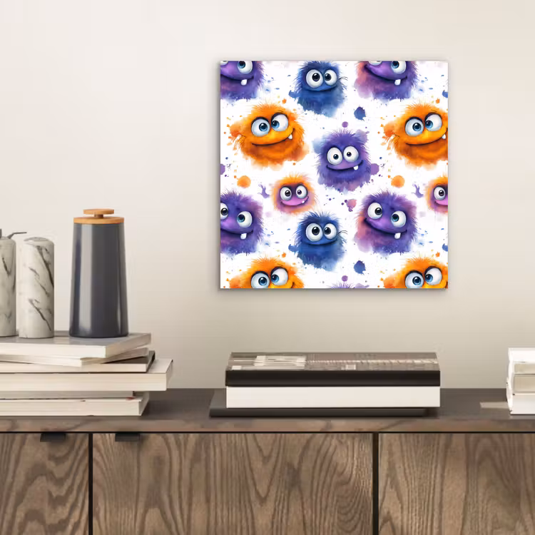 Aluminium schilderij - Monstertjes - Aquarel - Kleurrijk — 2