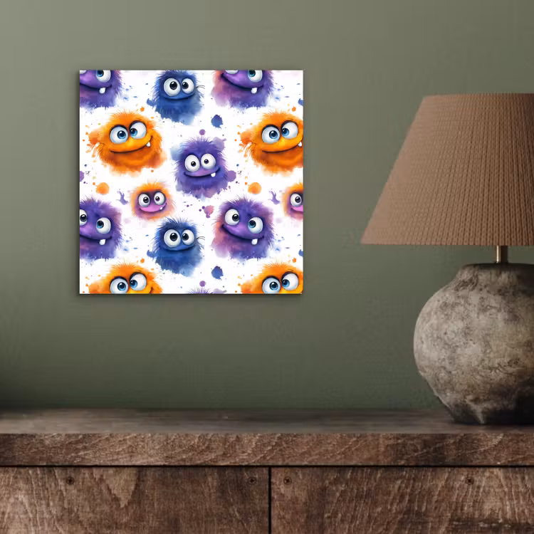 Aluminium schilderij - Monstertjes - Aquarel - Kleurrijk — 3