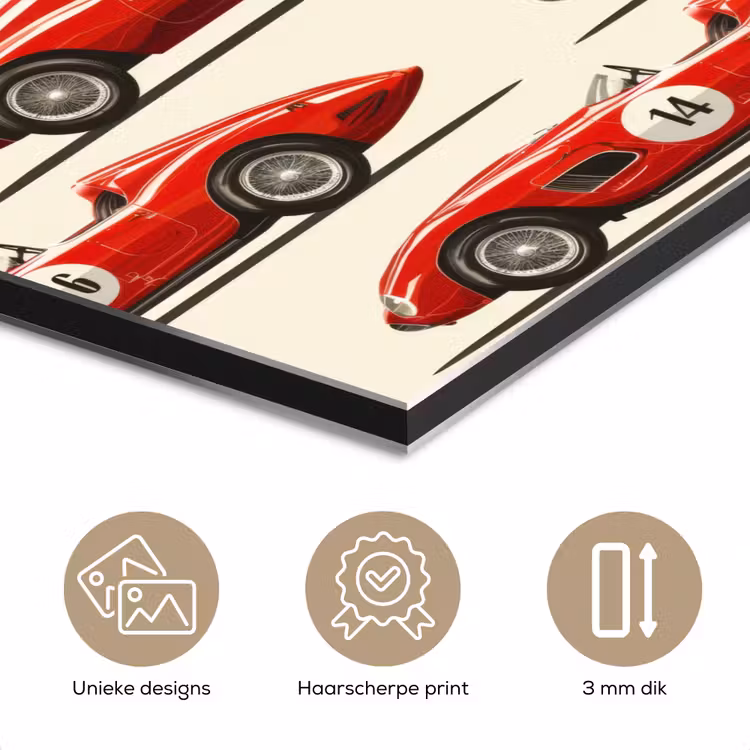 Aluminium schilderij - Raceauto - Retro - Rood — 7
