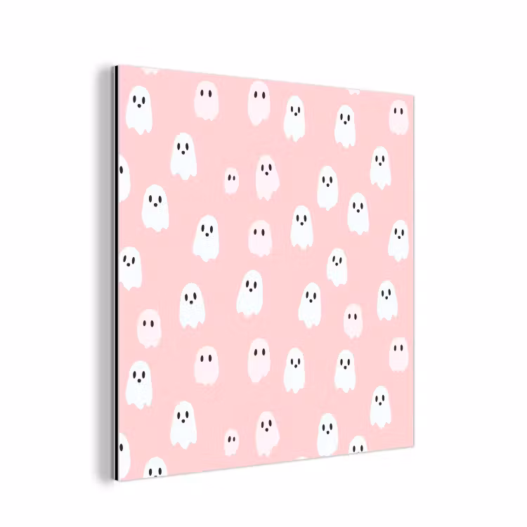 Aluminium schilderij - Spookjes - Patroon - Roze — 1