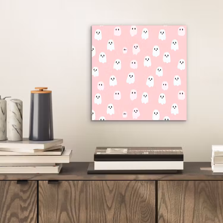Aluminium schilderij - Spookjes - Patroon - Roze — 2