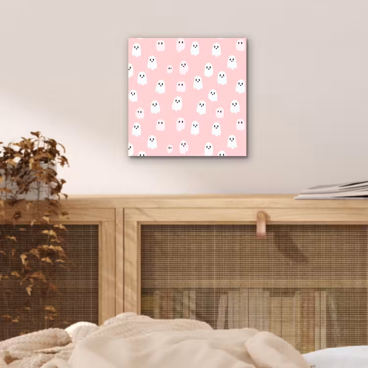 Aluminium schilderij - Spookjes - Patroon - Roze — 4