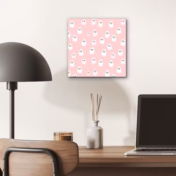 Aluminium schilderij - Spookjes - Patroon - Roze — 6