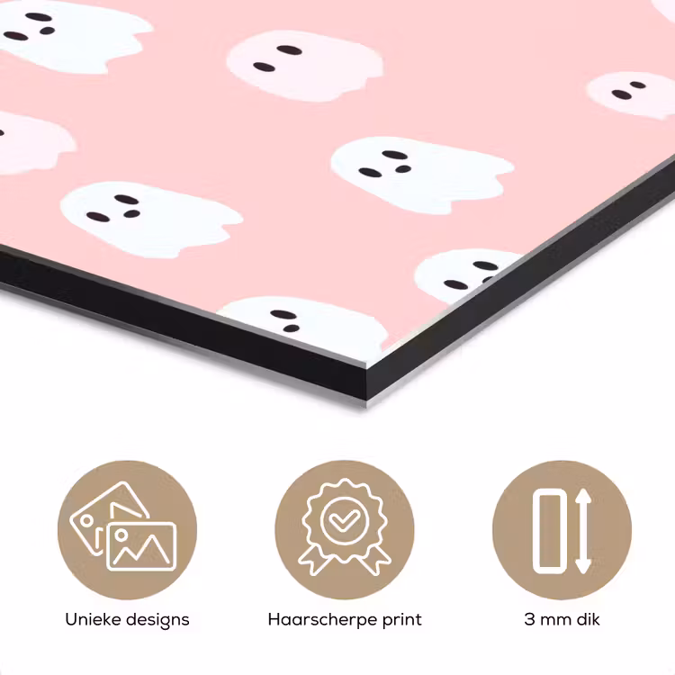 Aluminium schilderij - Spookjes - Patroon - Roze — 7