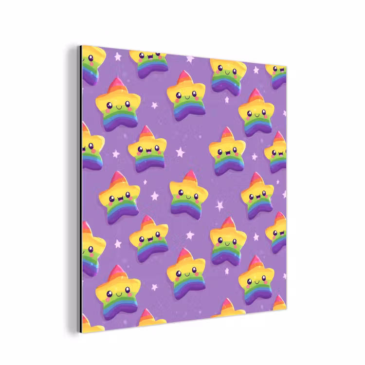 Aluminium schilderij - Sterren - Regenboog - Paars — 1