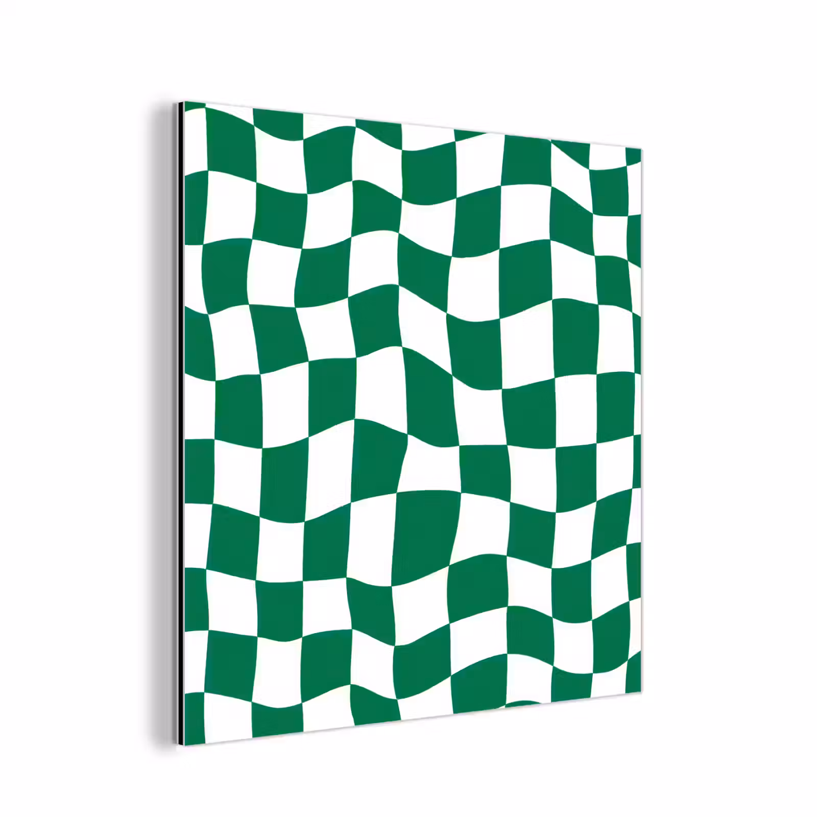Aluminium schilderij - Schaakbord - Golvend - Groen — 1