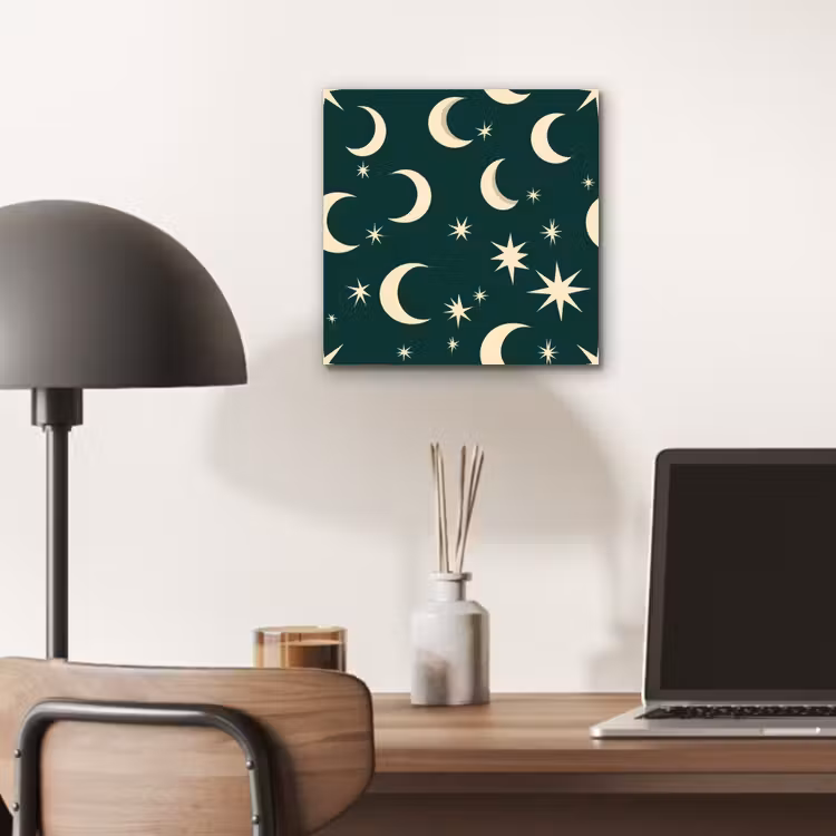 Aluminium schilderij - Manen - Sterren - Groen — 6