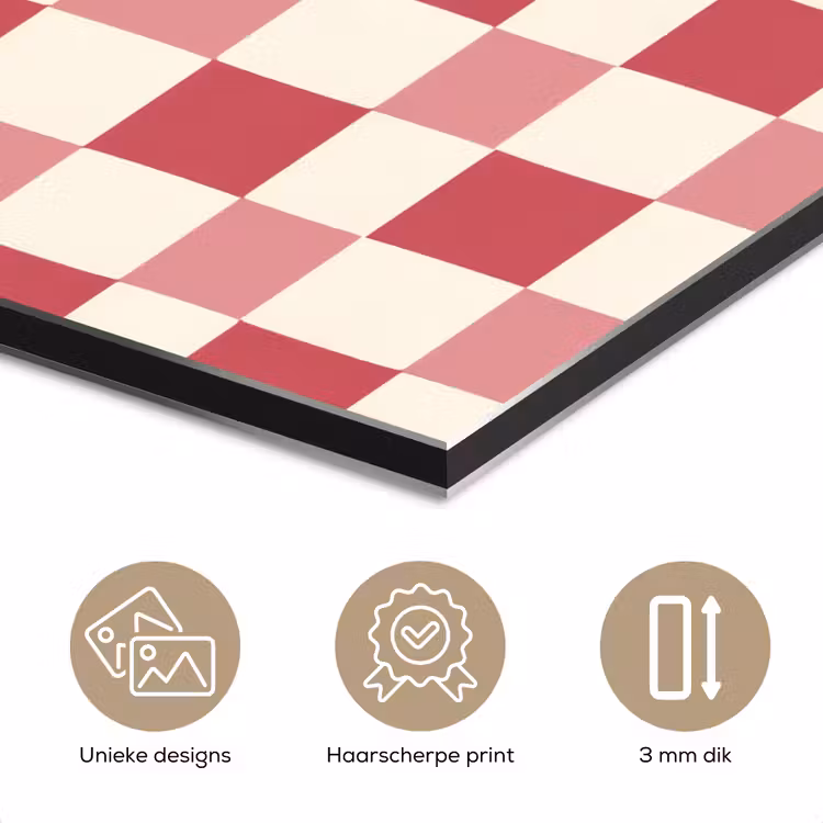 Aluminium schilderij - Patroon - Schaak - Roze — 7