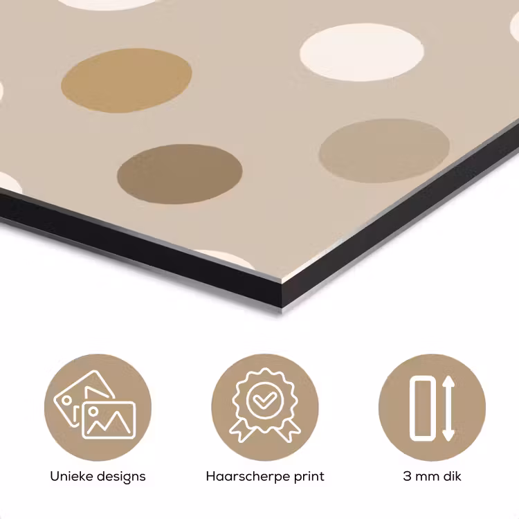 Aluminium schilderij - Polka - Dots - Beige — 7
