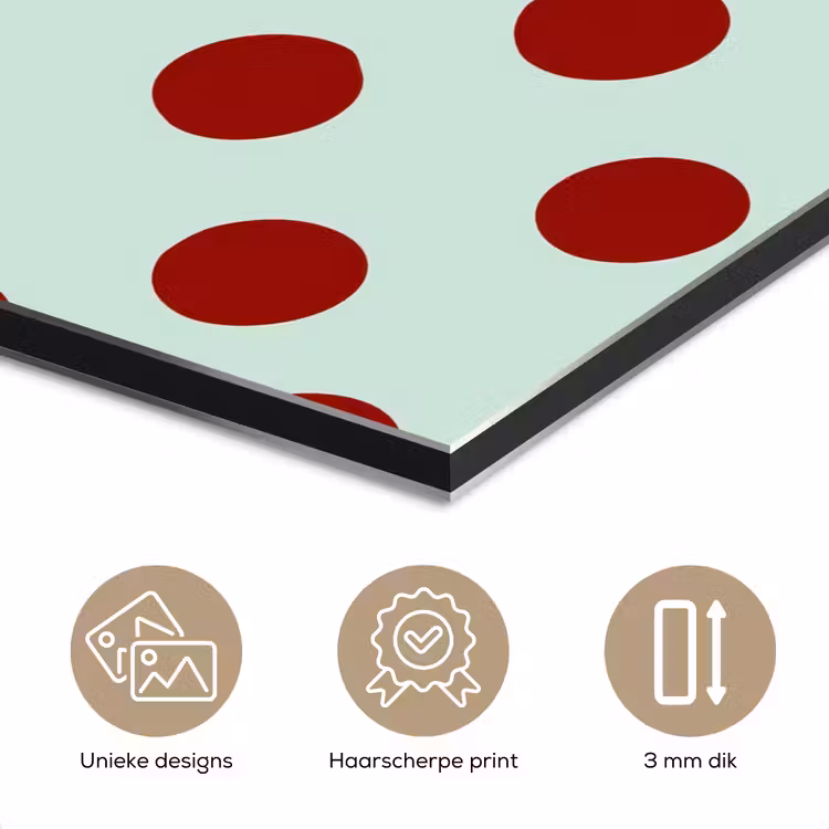 Aluminium schilderij - Polka - Dots - Rood — 7