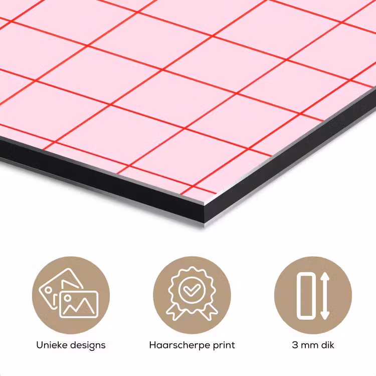 Aluminium schilderij - Raster - Patroon - Roze — 7