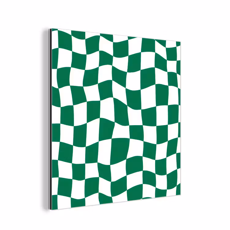 Aluminium schilderij - Schaakbord - Golvend - Groen — 1