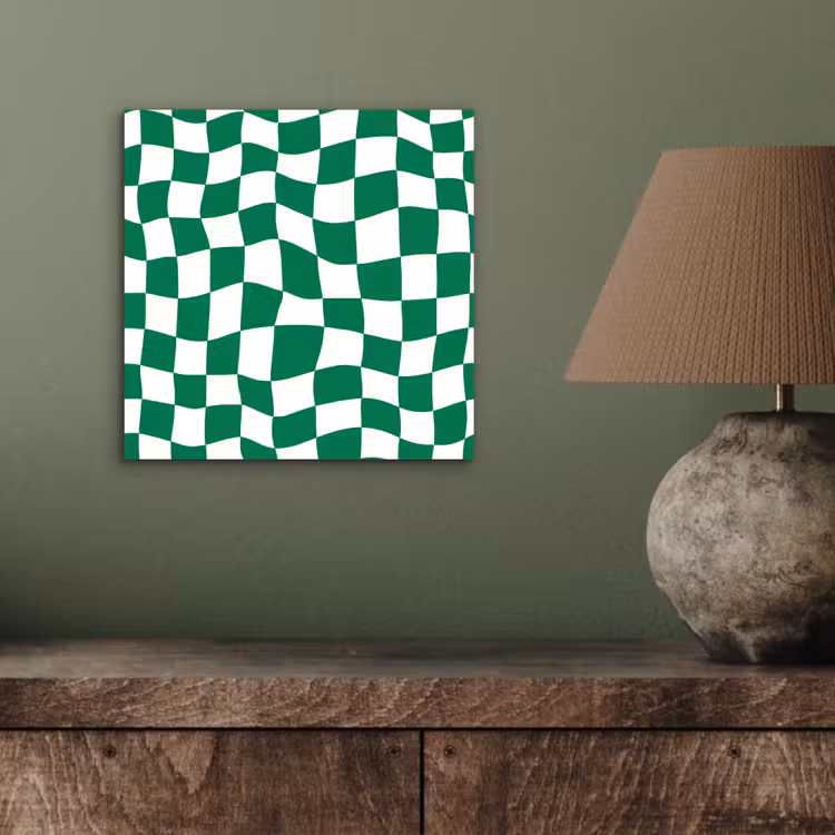 Aluminium schilderij - Schaakbord - Golvend - Groen — 3