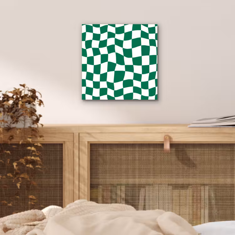 Aluminium schilderij - Schaakbord - Golvend - Groen — 4