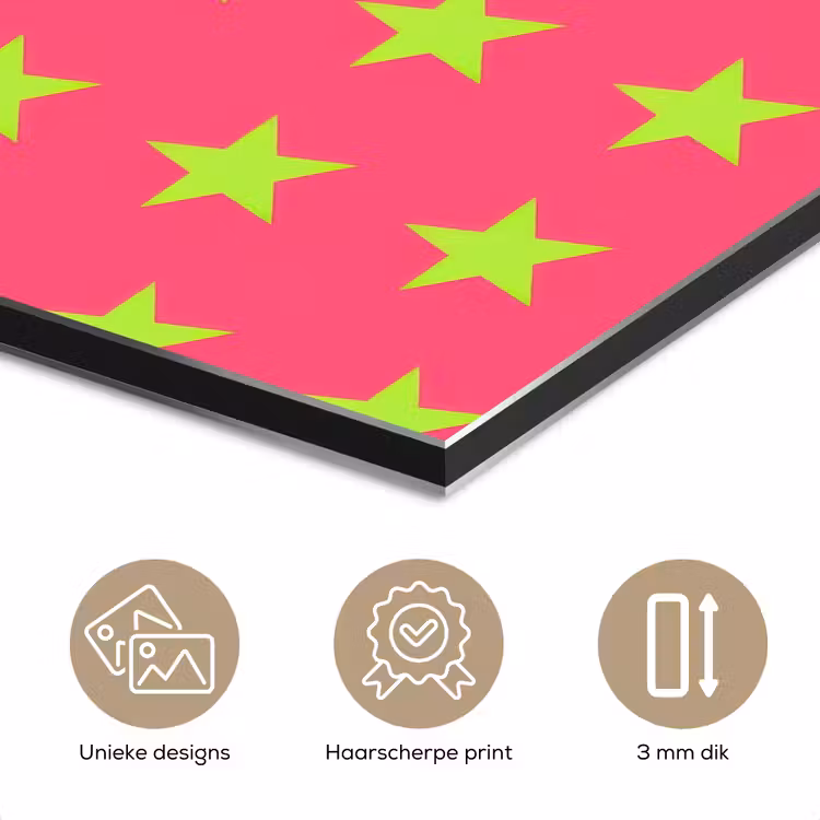 Aluminium schilderij - Sterren - Patroon - Roze — 7