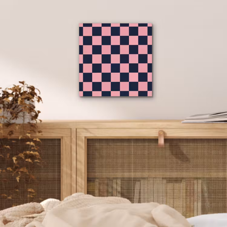 Aluminium schilderij - Traditioneel - Patroon - Blauw - Roze — 4