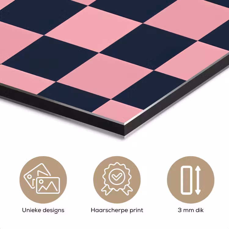 Aluminium schilderij - Traditioneel - Patroon - Blauw - Roze — 7