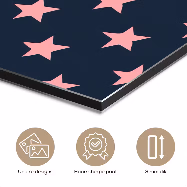 Aluminium schilderij - Patroon - Sterren - Roze — 7