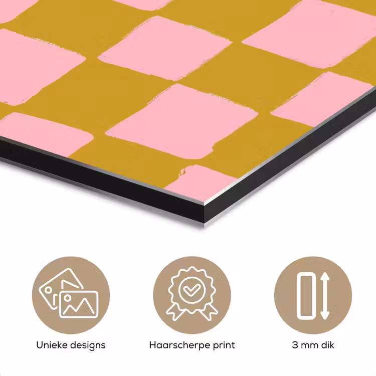 Aluminium schilderij - Patroon - Vierkant - Roze — 7