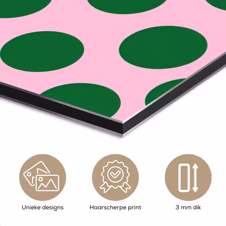 Aluminium schilderij - Polkadots - Patroon - Groen — 7