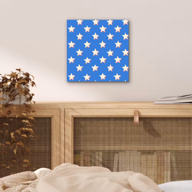 Aluminium schilderij - Sterren - Patroon - Blauw — 4