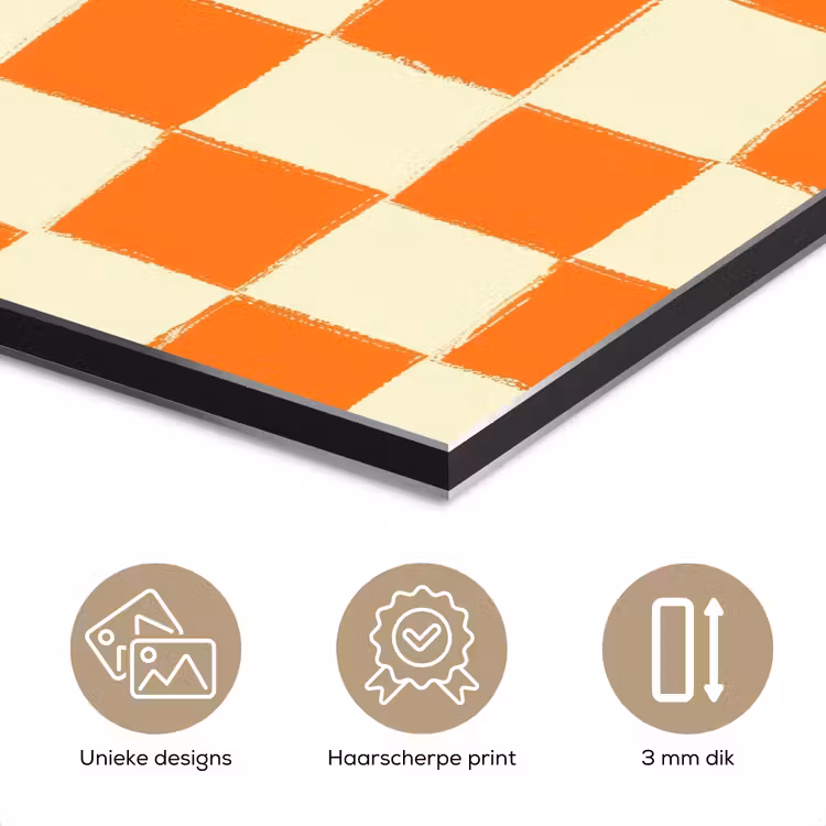 Aluminium schilderij - Schaak - Patroon - Oranje — 7