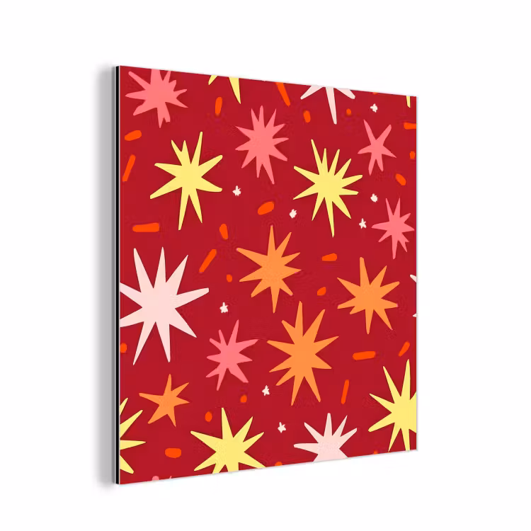Aluminium schilderij - Sterren - Speels - Rood — 1