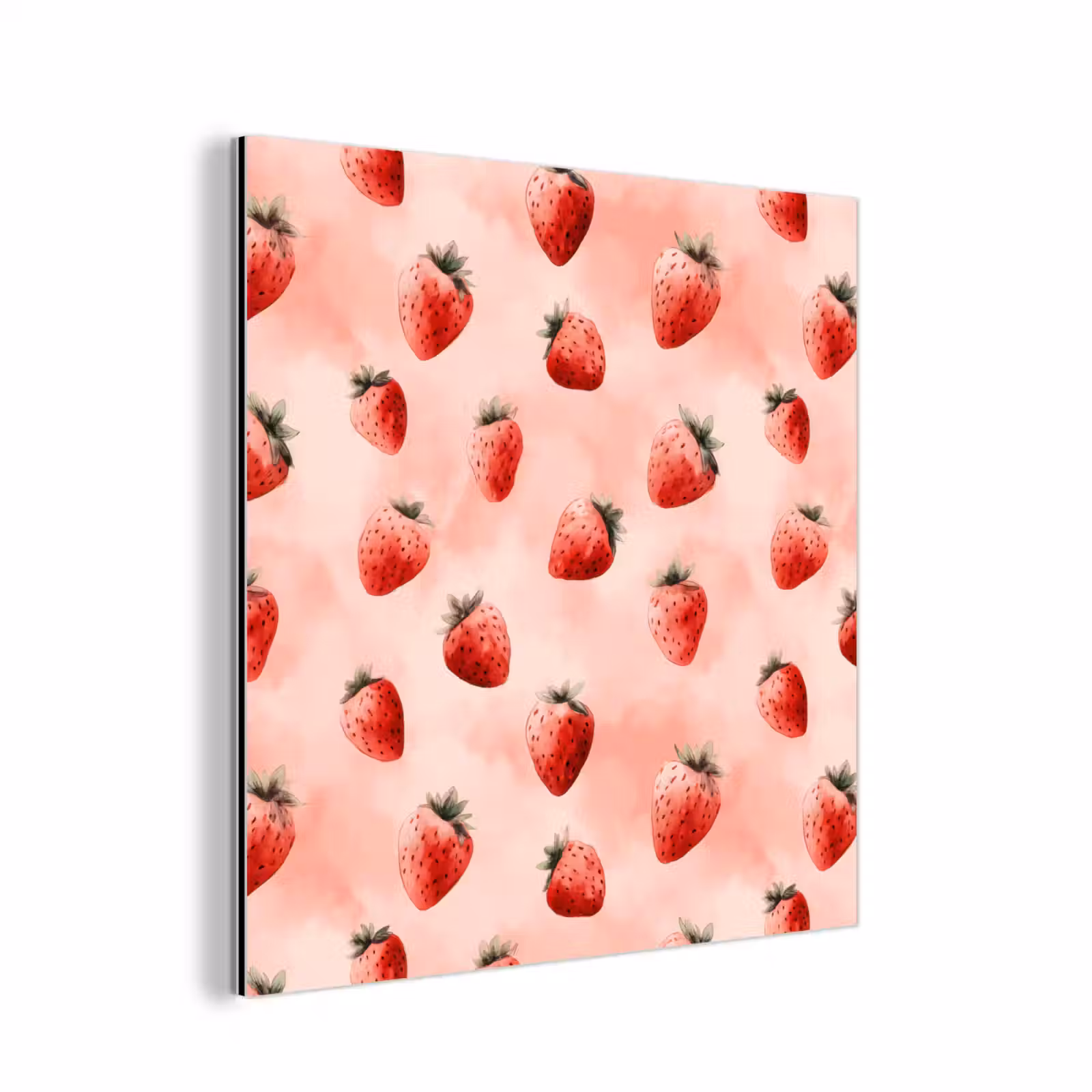 Aluminium schilderij - Aardbei - Patroon - Roze — 1