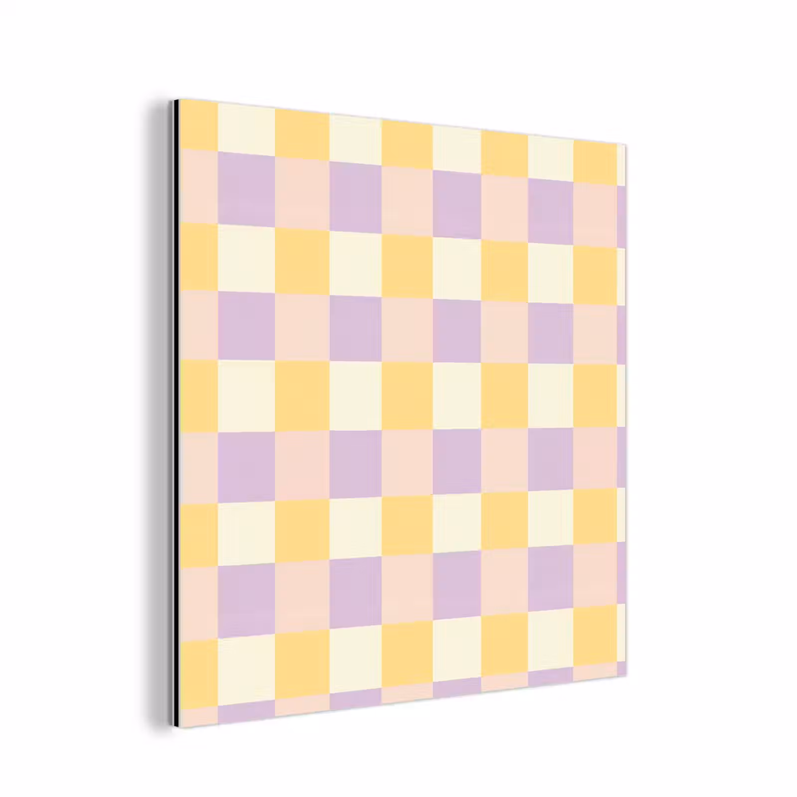 Aluminium schilderij - Blokjes - Lila - Geel — 1