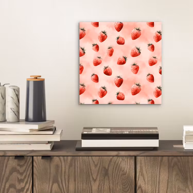 Aluminium schilderij - Aardbei - Patroon - Roze — 2