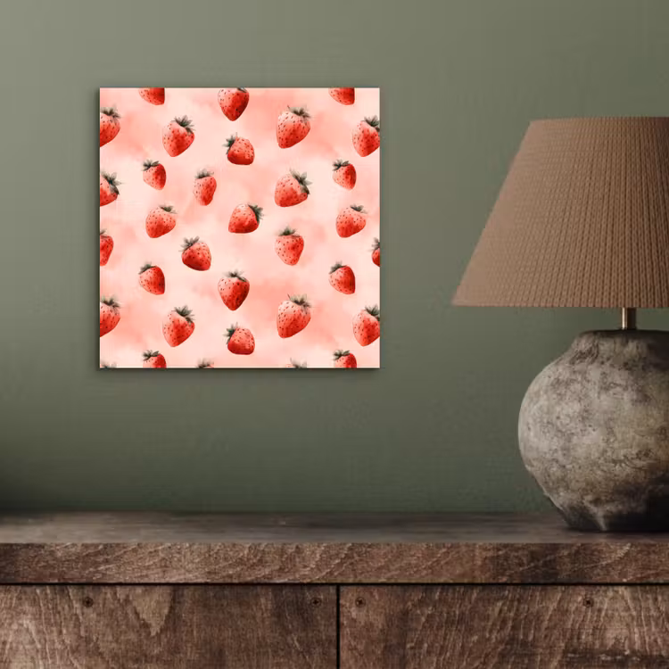 Aluminium schilderij - Aardbei - Patroon - Roze — 3