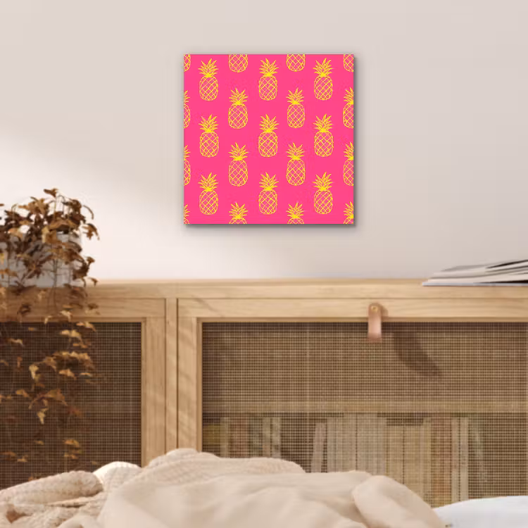 Aluminium schilderij - Ananas - Trendy - Roze — 4