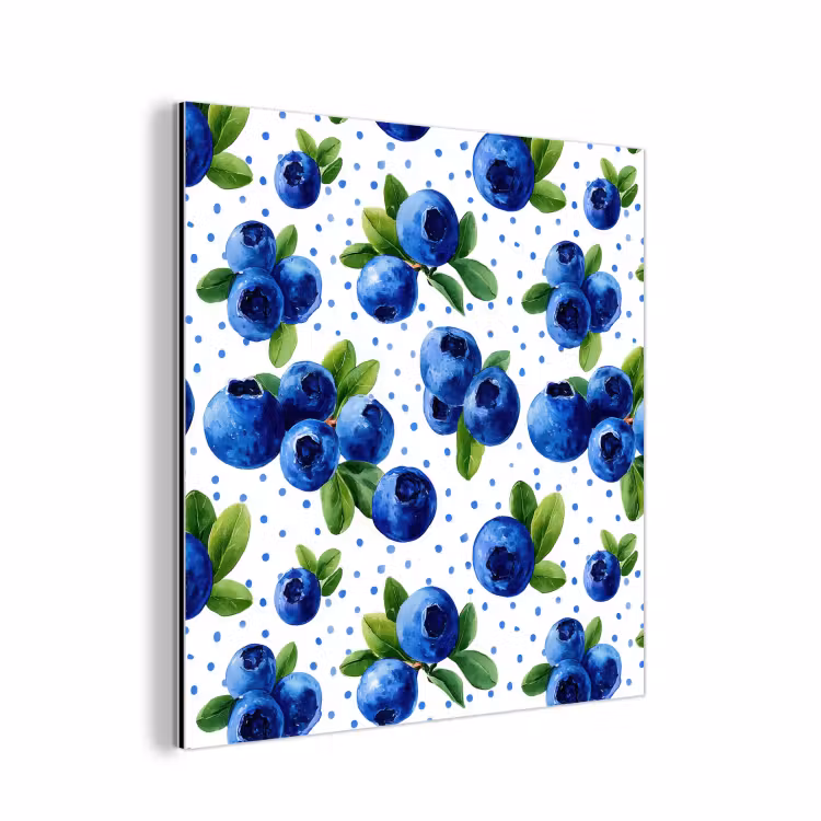 Aluminium schilderij - Bessen - Patroon - Blauw — 1