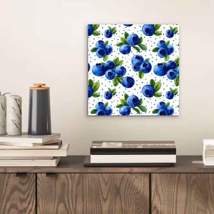 Aluminium schilderij - Bessen - Patroon - Blauw — 2