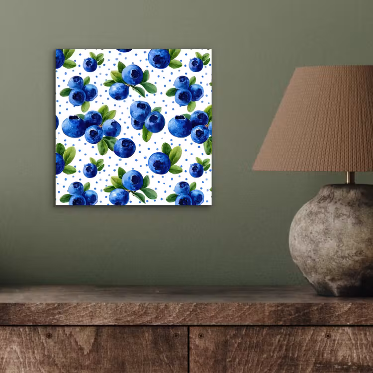 Aluminium schilderij - Bessen - Patroon - Blauw — 3