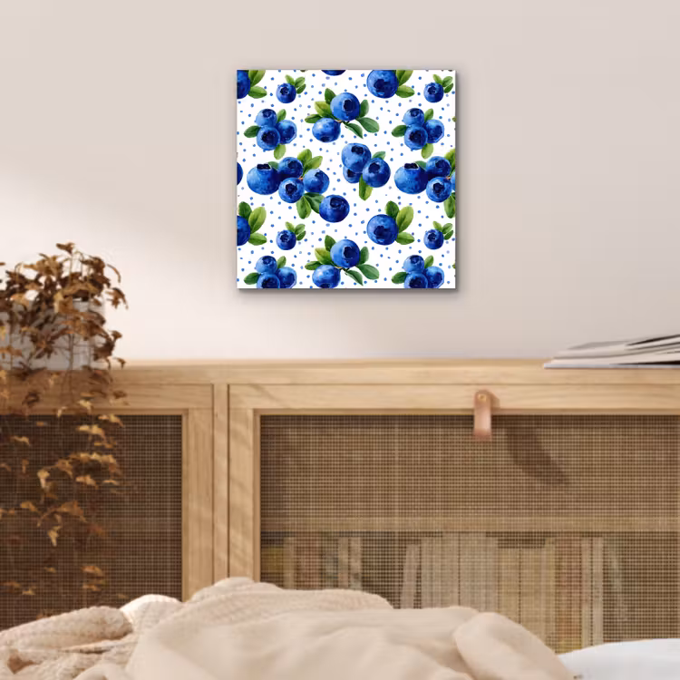 Aluminium schilderij - Bessen - Patroon - Blauw — 4