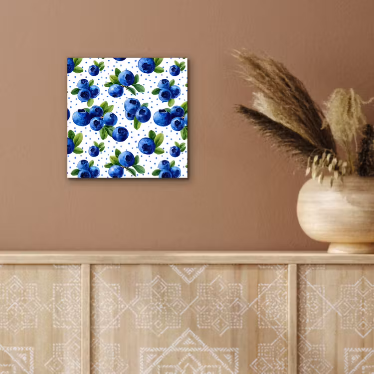 Aluminium schilderij - Bessen - Patroon - Blauw — 5
