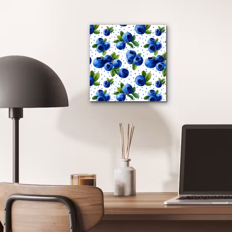 Aluminium schilderij - Bessen - Patroon - Blauw — 6