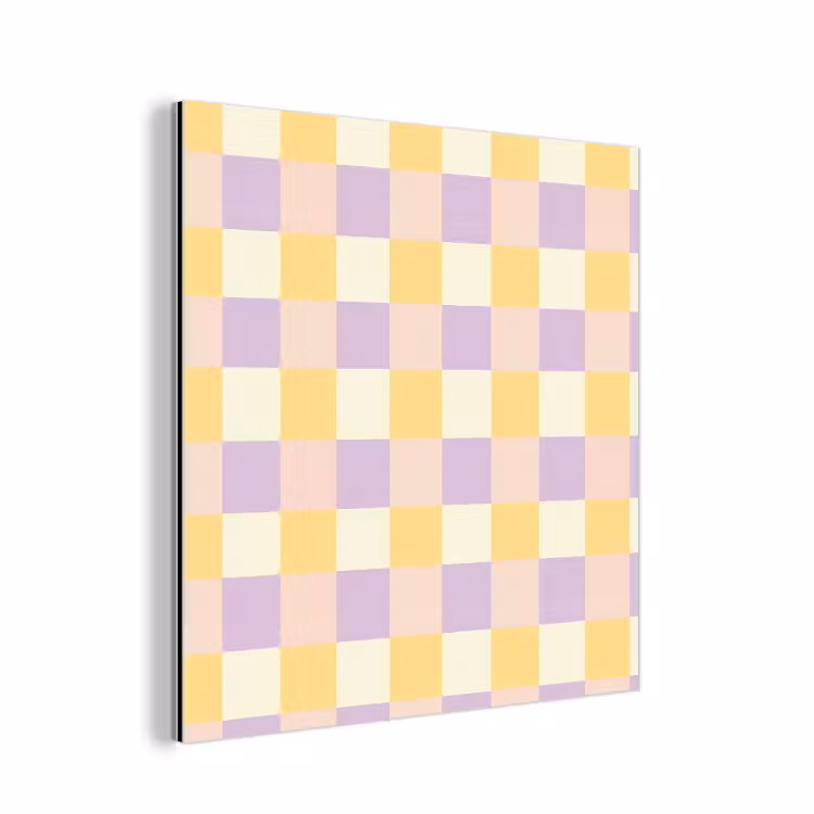 Aluminium schilderij - Blokjes - Lila - Geel — 1