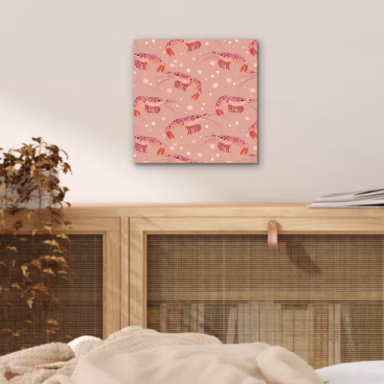 Aluminium schilderij - Garnalen - Stippen - Roze — 4