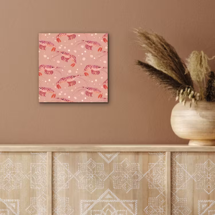 Aluminium schilderij - Garnalen - Stippen - Roze — 5