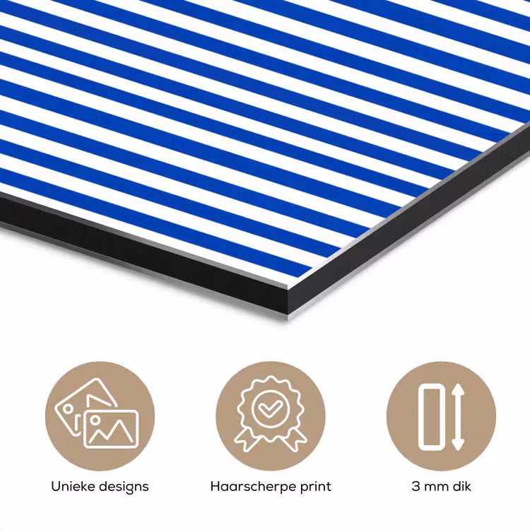 Aluminium schilderij - Klassiek - Strepen - Blauw — 7