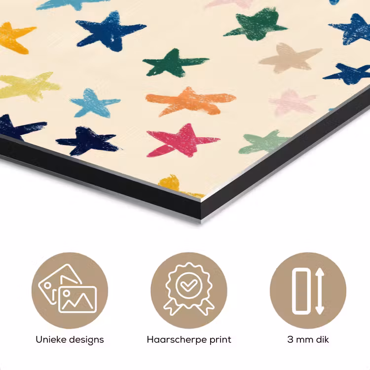 Aluminium schilderij - Patroon - Sterren - Kleurrijk — 7