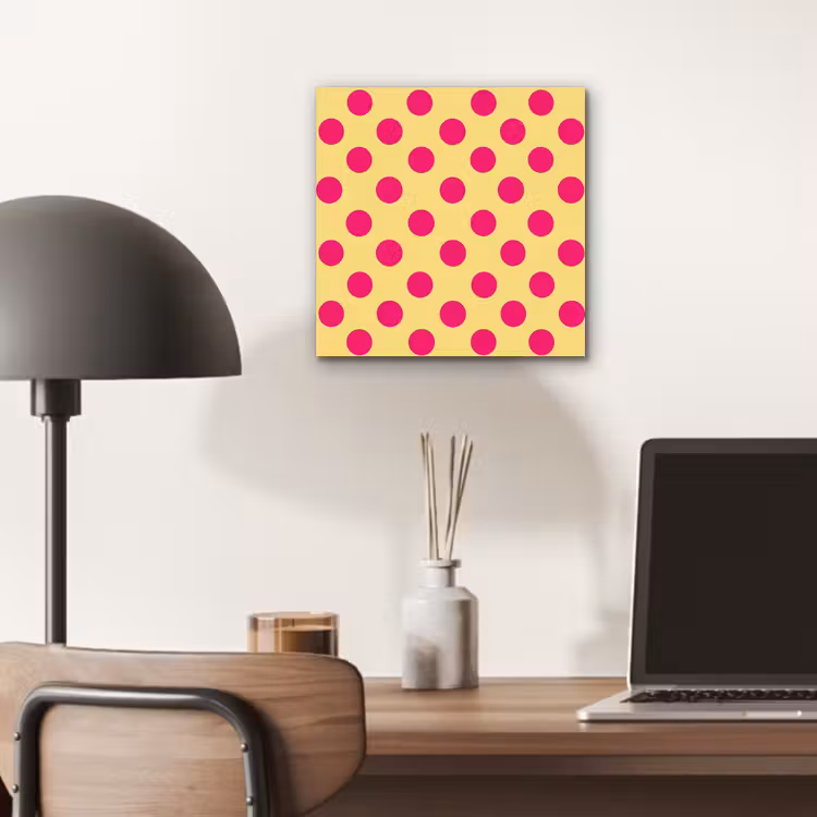 Aluminium schilderij - Roze - Stippen - Geel — 6