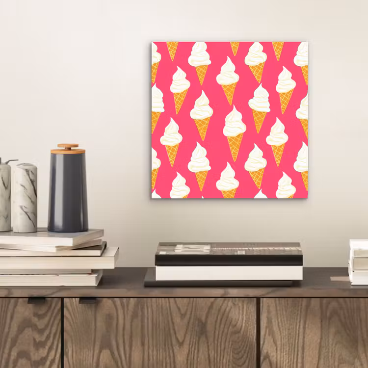 Aluminium schilderij - Softijs - Horentje - Roze — 2