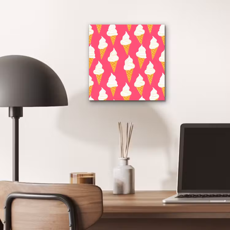Aluminium schilderij - Softijs - Horentje - Roze — 6