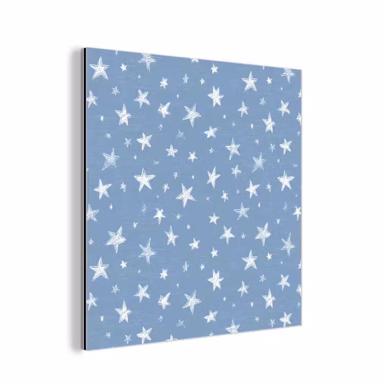 Aluminium schilderij - Sterretjes - Patroon - Blauw — 1