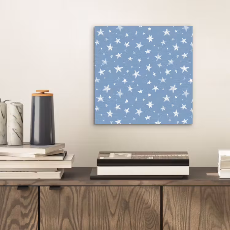 Aluminium schilderij - Sterretjes - Patroon - Blauw — 2